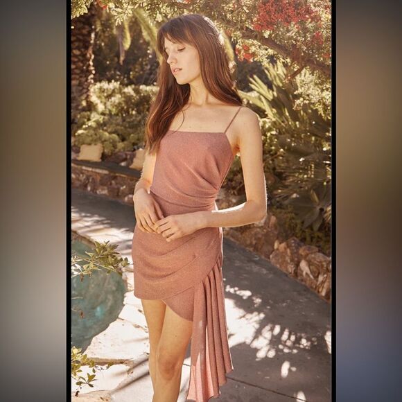 NWT Saylor Jaime Metallic Mini Dress Pink Large - Picture 1 of 14